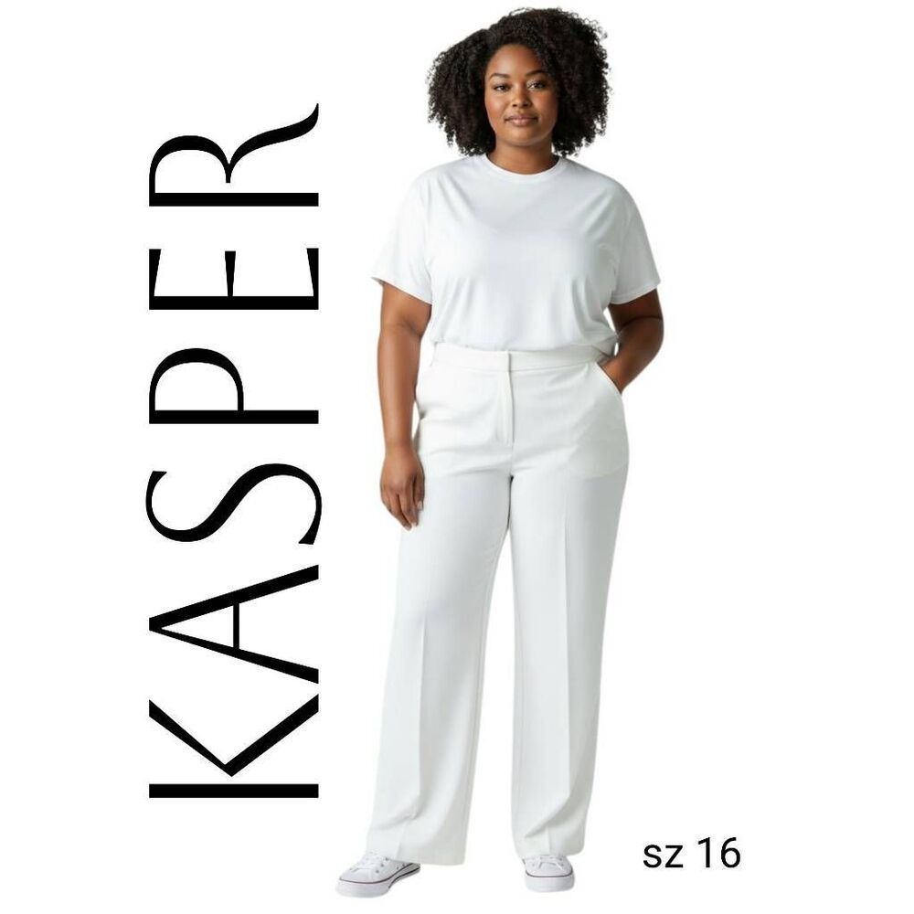 Kasper Winter White Cream Neutral Business Professional Career Trousers Pants